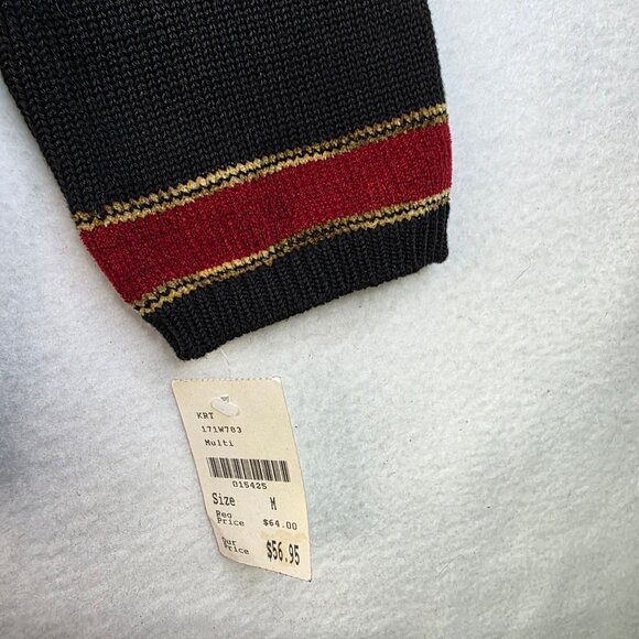 80s Holiday Argyle Christmas Poinsettia Sweater Medium Koret Holiday Festive - Picture 6 of 6